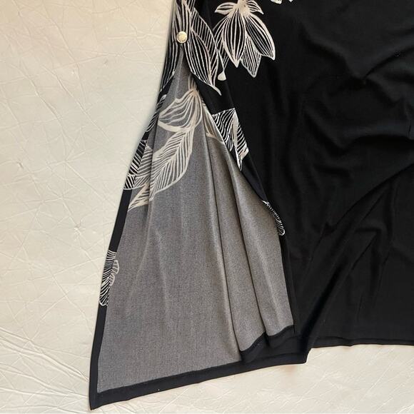 Calvin Klein Black With White Floral Print Beach Cruise Dress NWOT Size M - Picture 9 of 13